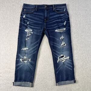 American Eagle Outfitters Flex Jeans Blue WMNS 36X34 Denim Slim Fit Stretch Crop